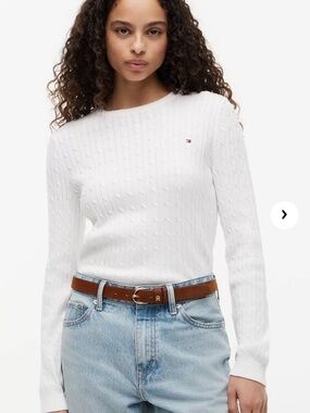 Tommy Hilfiger White Cable Knit Sweater